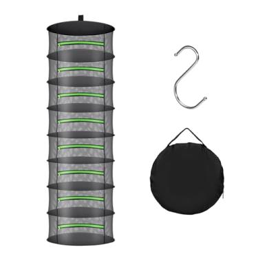 Imagem de Huolacove Escorredor de ervas com design de malha - Secador de ervas suspenso com zíper verde para jardim, casa, uso interno ou externo (8 camadas)