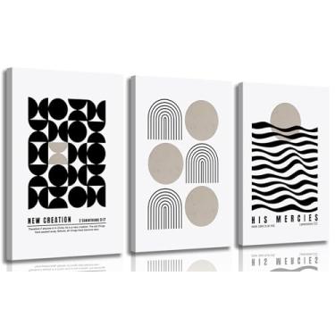 Imagem de 3 peças arte de parede cristã preta e branca impressões bíblicas minimalistas Jesus Faith Scripture decoração de parede imagens pintura abstrata moderna arte para quarto escritório decoração de casa