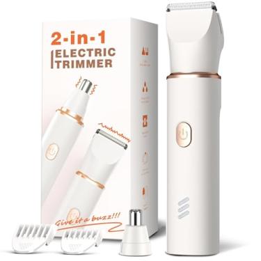 Imagem de Aparador de biquíni para mulheres - Lâminas elétricas para presente feminino aparador de pelos corporais IPX7 à prova d'água, lâmina de cerâmica substituível, branco