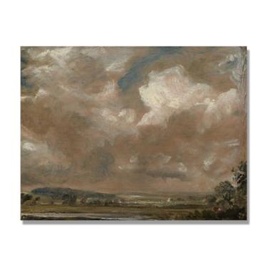 Imagem de NHLDZYH Arte em tela de paisagem estilo Constable (paisagem 29), pintura romântica do campo inglês, decoração de parede texturizada com pincelada pesada. Apenas tela 30x40cm-11,8x15,7 pol