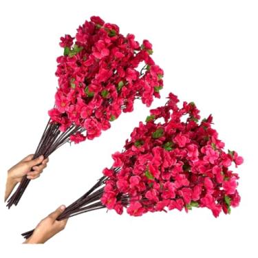 Imagem de Kit 10 a 40 Hastes De Flores De Cerejeira Artificial 65cm Flor Pessegueiro Estilo Oriental Para Decoração- Ramos de Pessegueiro Oriental para Decoração de Vaso(Rosa Pink,kit 40 unidades)
