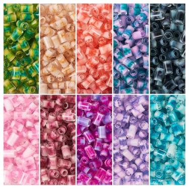 Imagem de Spritewelry Grânulos de semente de vidro a granel 10 cores, dois tons, cores internas, contas de semente de vidro, coluna, tubo, corneta, artesanato, contas, mini pônei, contas soltas para fazer joias