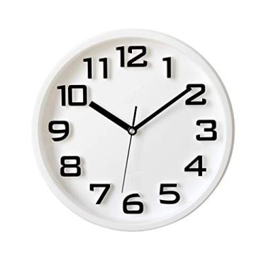 Imagem de Relógio de parede 33.0 cm 3D mostrador digital moderno relógio de parede mudo sem tique-taque decoração de casa relógio de parede redondo 4 cores (azul) relógio de decoração (cor: azul) (branco)