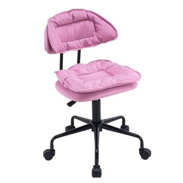 Imagem de Banqueta ajustável com encosto e rodas cadeira giratória ajustável em altura para salão de spa tatuagem e trabalho de desenho (rosa)