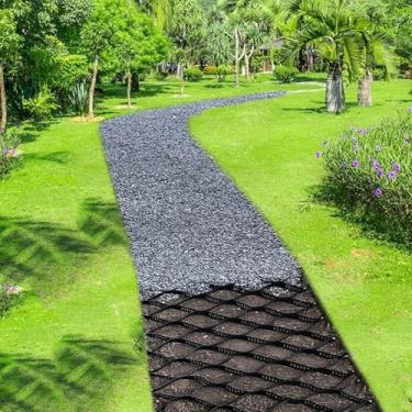 Imagem de FYLFANYAN Base de paver Geonet permeável Geogrid reforço de parede de retenção, grade de cascalho para calçadas de jardim, 5 cm de altura Estabilizador de grade de solo ~/