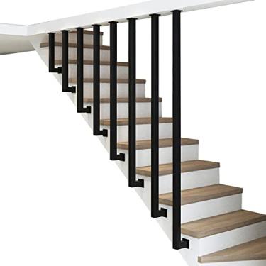 Imagem de FZZIBQYR Corrimão de escada para escadas interno/externo, barra de apoio de metal, rampa de transição para degraus, postes longos, rampas de segurança, suporte de rampa de escada/