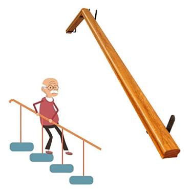 Imagem de Corrimão - Kit completo (30 cm-600 cm). Trilhos de escada de madeira antiderrapantes, barra de suporte de corredor, corrimãos para idosos montados na parede para ambientes internos (tamanho: 400 cm)