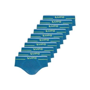 Imagem de Kit com 10 Cuecas Slip Lupo 624-003, Azul, M