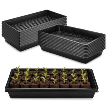 Imagem de RooTrimmer Pacote com 10 bandejas 1020 e 10 bandejas bootom de malha 1020, 50 cm x 25 cm, planos de propagação resistentes para microgreens, início de sementes, blocos de solo, hidroponia e grama de