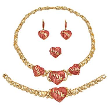 Imagem de Giffor Hugs And Kisses Y2k Jewelry 18K banhado a ouro 18 quilates, presentes para o dia das mães, conjuntos de joias para mulheres, colares com pulseira e brincos