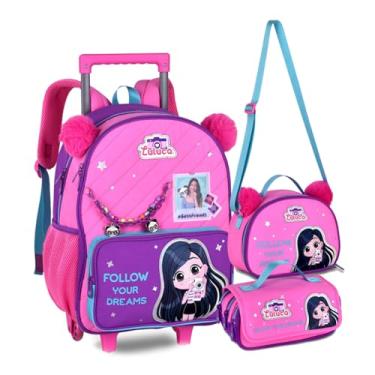 Imagem de Mochila Luluca Rodinha Carrinho Escolar Lancheira Estojo
