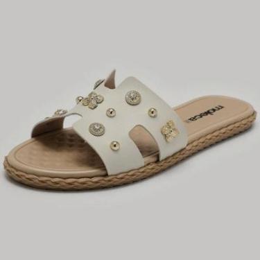 Imagem de Chinelo Feminino Slide Bottons Ouro/Prata Conforto Moleca 5452.254.7800-Feminino