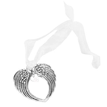 Imagem de Ornamento de asa de anjo de porcelana artisticamente trabalhada, decoração de Natal memorial de dupla face para árvore ou parede, material de liga 6,5 ​​x 6 cm