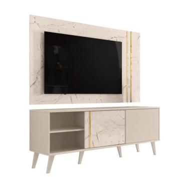 Imagem de Rack com Painel para TV até 60 Polegadas Cronos 2 Portas Off White e Calacata