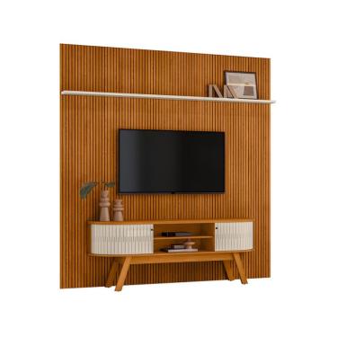 Imagem de Rack com Painel para TV até 75 Polegadas New Laguna 2 Portas Cinamomo e Off White