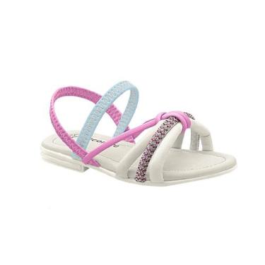 Imagem de Sandália Infantil Menina Slim Off White Multicolor Pé com Pé 800105-15