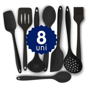 Imagem de Kit Completo Silicone 10 pçs Espátula Colher Concha Escumadeira Cozinh