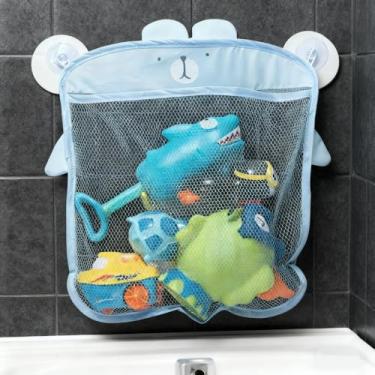 Imagem de 1 bolsa de armazenamento colorida de malha pendurada, bolsa organizadora de banho estilo urso durável para itens pequenos, ideal para chuveiro, banheiro, quarto