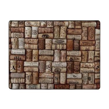 Imagem de ZERAOKE Tapete de cortiça de vinho 48 x 63 polegadas, lavável na máquina com suporte antiderrapante, tapetes macios para sala de estar, quarto, entrada, quarto de crianças, decoração de casa