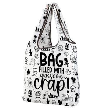 Imagem de CMNIM Bolsa de compras reutilizável Homer Family Presentes para fãs de Bart Lisa & Maggie Personagens de desenho animado Bolsa de praia dobrável, 251128 H Family F