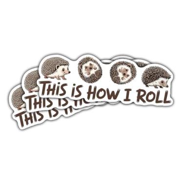 Imagem de 3 peças de adesivos This is How I Roll Hedgehog, adesivos engraçados de vinil de ouriço fofos para laptop, caderno, garrafa de água, para-choque de carro, álbum de recortes, presente para adolescentes