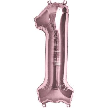 Imagem de Balao metalizado 75cm rose gold numero 1 - PB Festas