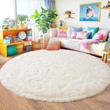 Imagem de Alfombra Redonda Quntue Crema 180 cm x 180 cm Ultra Suave y Esponjosa