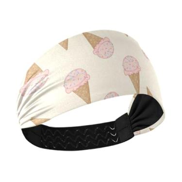 Imagem de Burbuja Faixa de cabeça de cone de sorvete para mulheres e homens, faixa elástica antiderrapante com absorção de umidade, moda para treino, ioga, esportes, capacete amigável
