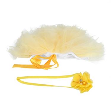 Imagem de SIWOTED Roupas para fotografia de bebê, saia, cocar, foto de recém-nascido, adereços, fantasia (Amarelo claro)