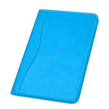Imagem de Lcjtop Pastas de pastilha/portfólio, mini pasta de couro para portfólio 13 x 20 cm, pasta organizadora de documentos A5 para mulheres, azul elétrico