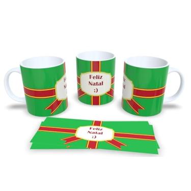 Imagem de Caneca de Cerâmica Tema Natal com Papai Noel na Chaminé, Azul com Flocos de Neve, 325ml (13)