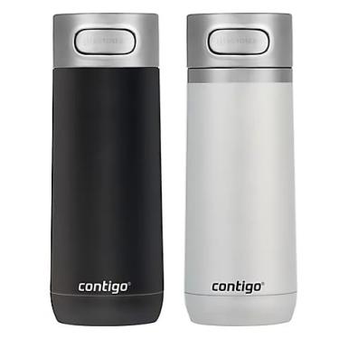 Imagem de Contigo Caneca de viagem Luxe de aço inoxidável isolada a vácuo, 400 ml cada, 2 unidades, alcaçuz e pérola fosca