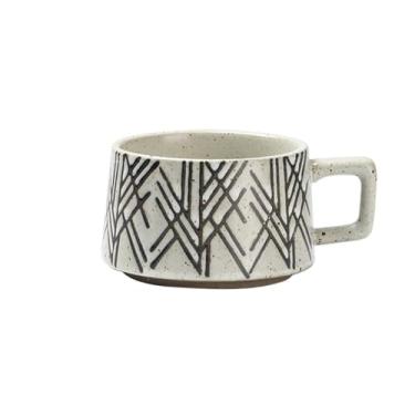 Imagem de Caneca de chá Caneca de café com padrão retrô para uso doméstico, caneca comercial cerâmica para da manhã leite, restaurante Xícaras de café