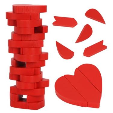 Imagem de Benwanfee Blocos empilháveis de madeira em forma de coração - Conjunto de blocos de madeira empilháveis de jogo para amantes, ideias românticas para encontros noturnos para casais, dia dos namorados