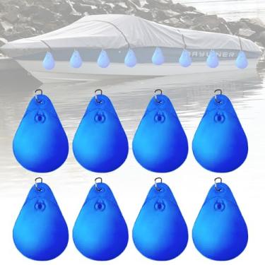 Imagem de Bolsa de água de cobertura de barco com gancho, kit de bolsa suspensa de amarração marítima, bolsas de peso de água azul resistente para inverno de capa de barco, acessórios de barco à prova de vento