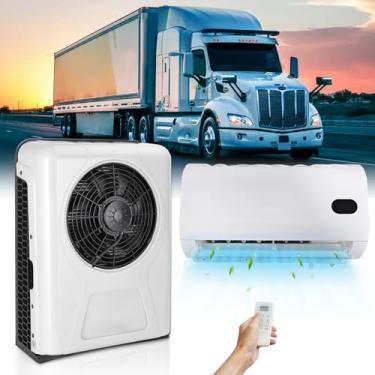 Imagem de Cabine de caminhão 12 volts A/C unidade 8600 BTU com motor sem escova, mini ar condicionado split 12V DC unidade de balanço automático APU para estacionamento de caminhões, trator, reboque de carga