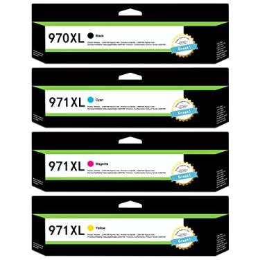 Imagem de LENKTOR Cartuchos de tinta 970XL 971XL de alto rendimento para impressora HP Ink 970XL 970 971 para OfficeJet Pro X451dw X451dn X476dw X476dn X576dw X551dw (pacote com 4, preto/ciano/magenta/amarelo)