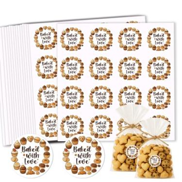 Imagem de GOMAKERER 320 adesivos assados com amor, adesivos de padaria caseiros de 5 cm feitos com adesivo de amor, etiquetas de embalagem autoadesivas para embalagens, recipientes, presentes para empresas