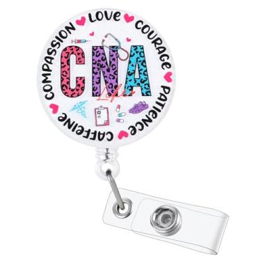Imagem de CNA Life Engraçado Carretel de crachá de assistente de enfermagem, bonito porta-crachá retrátil com clipe jacaré, crachá Buddy para RN CNA LPN MA enfermeira estudante de enfermagem professor médico