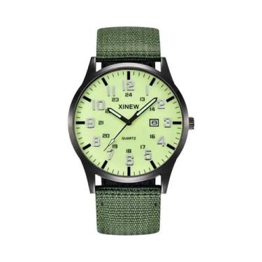 Imagem de Relógio De Quartzo Masculino Com Pulseira De Nylon Verde, Casual, Moda