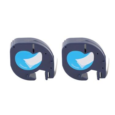 Imagem de CUOFYUNL 2 unidades de fita para etiquetagem de 12 mm de largura e 13 pés de comprimento, à prova d'água, resistente a óleo, preta em branco, fita etiquetadora para LM210D LP420