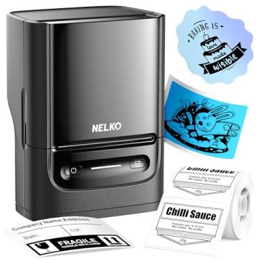 Imagem de Nelko Máquina de etiquetar com fita, impressora de etiquetas Bluetooth PM220, impressora térmica portátil para pequenas empresas, endereço, logotipo, roupas, correspondência, impressora de adesivos