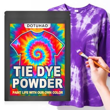 Imagem de DOTUHAO Pó tie dye, tintura de tecido roxo, corantes para roupas, corantes criativos para roupas, perfeitos para artes e artesanato, arte em tecido DIY (roxo, 113 g)