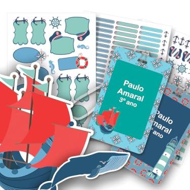 Imagem de Etiqueta Escolar Menino com TAG + Caneta (Náutico, Etiquetas + 2 TAGs)