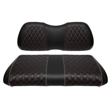 Imagem de SHUNCHENXIANG Capas de assento de substituição de vinil para carrinho de golfe serve para Club Car Precedent 2004+, capa de assento frontal de diamante, costura preta, durável, respirável e fácil de
