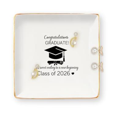 Imagem de Presentes de formatura para ela 2026 - Bandeja de joias de cerâmica prato bugiganga prato enfermeira professores faculdade mestrado graduação parabéns presentes para amigas irmã mulheres ela