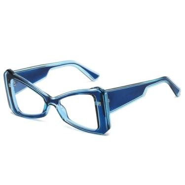 Imagem de Óculos de sol gatinho com proteção contra luz azul para mulheres, estilo streetwear (azul)