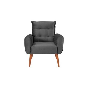 Imagem de Poltrona Cadeira Decorativa Pés Palito Dakota Cinza Matrix, Chumbo