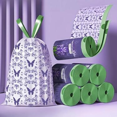 Imagem de 50 sacos de lixo com cordão, à prova de vazamento, sacos de lixo de plástico duráveis para cozinha, banheiro, quarto, ar livre