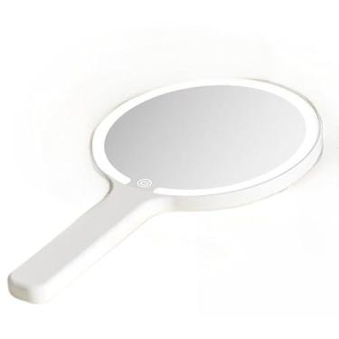 Imagem de Espelho De Maquiagem Espelho De MãO Com Led RecarregáVel Dispositivo De Maquiagem Usb E AcessóRios FáCil De Usar PráTico Para Transportar(REDONDO)